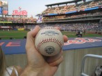 A Met's 50th season ball caught by Hample at Citi Field. Photo from Zack Hample. 