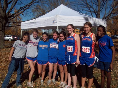 The girls' cross country gathers after qualifying for the state meet on Oct. 31. (Elizabeth Sikora)