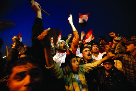 Tahrir Square in Cairo was full of ecstatic citizens as President Hosni Mubarak stepped down on the afternoon of Friday, February 11, 2011. After a speech by Mubarak on Thursday, the political action came as a surprise. (Michael Robinson Chavez/Los Angeles Times/MCT)
