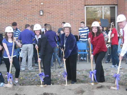 WMS principal Mary Ann Goldberg (center) helps start the excavation process!
