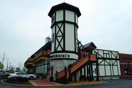 Schneithorstâ€™s international exterior may stick out in the middle of its Ladue parking lot location, but is worth a visit purely based on its eccentric theme and design. (Hannah Feagans)