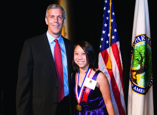 Presidential Scholars Medallion Ceremony 2012 Yap with Secretary of Education Arnie Duncan. Photo from Department of Education.