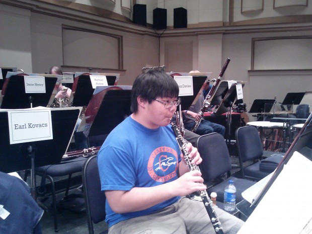 Oboist Ethan Leong practices during a break during rehearsal for the St. Louis Symphony Youth Orchestra.  Rehearsals are from 12:30-4:30 on Saturdays at Powell Hall.  Their concert will be on Friday, November 16, 2012, at 7:00pm.