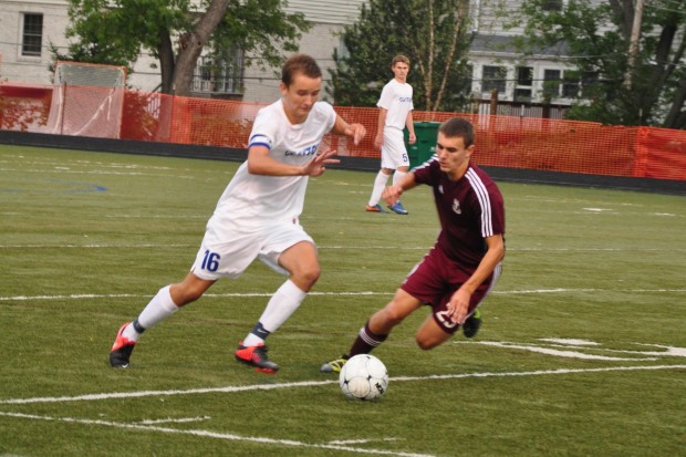 Sebastian Juhl fights for the ball. Juhl is one of the team's three captains. Photo by Regine Rosas. 