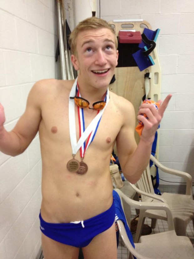 Layden celebrates after qualifying for state in two events. Photo by Peter Baugh. 