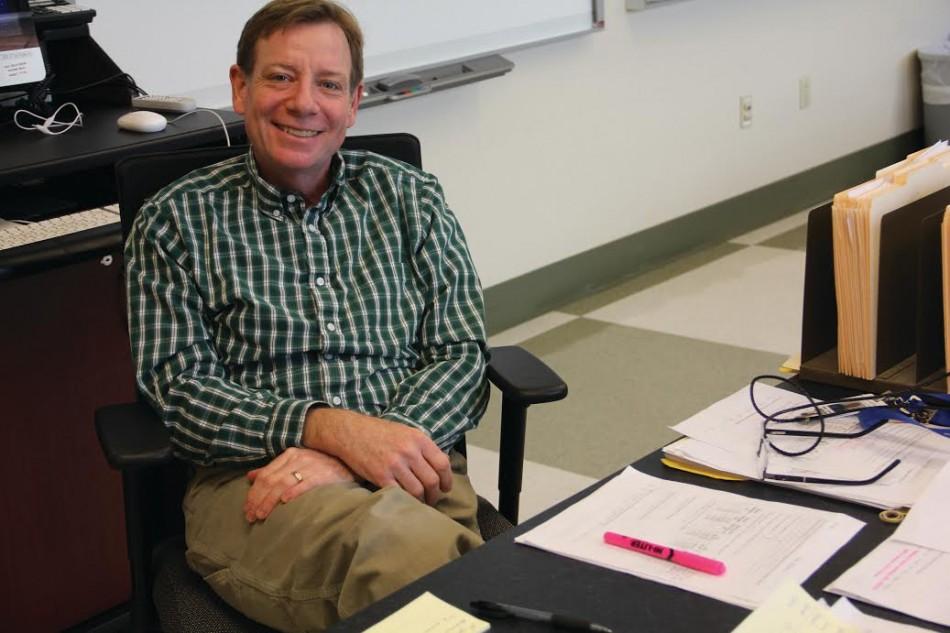 Mr. Gender at his desk in the science wing. (Attiya Charrington)