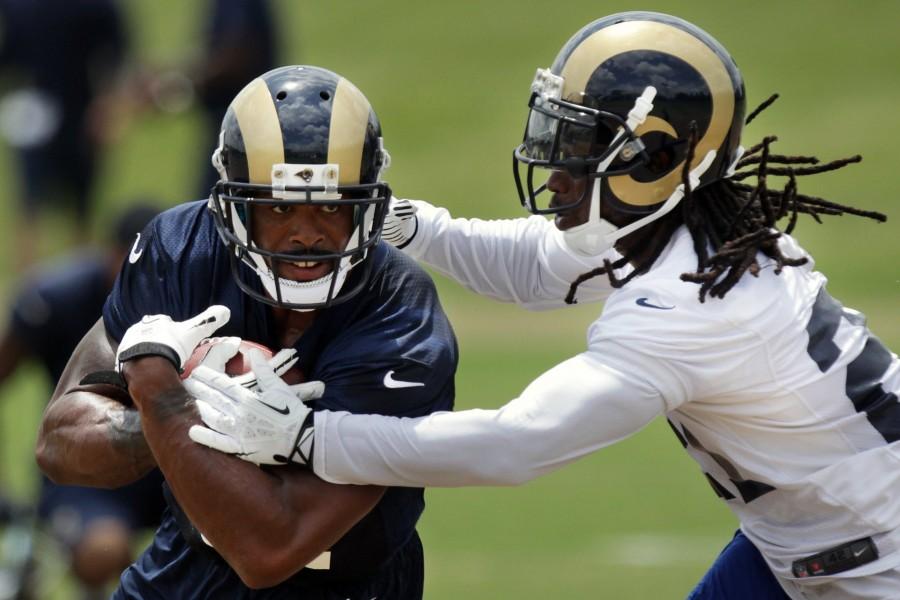 New Rams Wide Receiver Kenny Britt goes up against third-year cornerback Janoris Jenkins, as the Offense and Defense prepare themselves for what will be an exciting season.