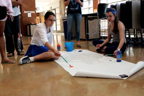 Katina and Abigale getting crafty for Homecoming