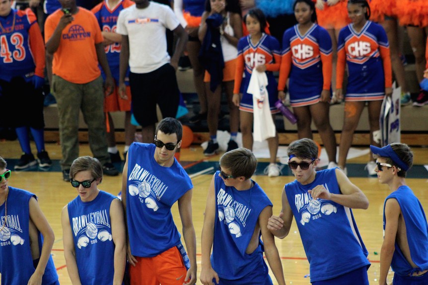 Boys Varsity Soccer performs for the CHS Homecoming Peprally