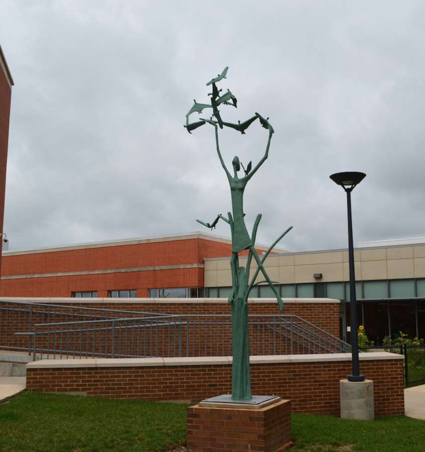 Sculputure, Elizabeth, in the quad at CHS.