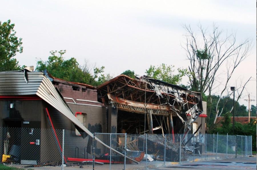 Remains of the Ferguson QuikTrip that was burned by protestors.