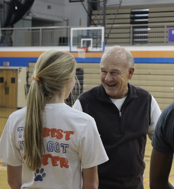 Coach McFall talking to player Erin Elliott during practice.  (Photo by Katherine Sleckman) 