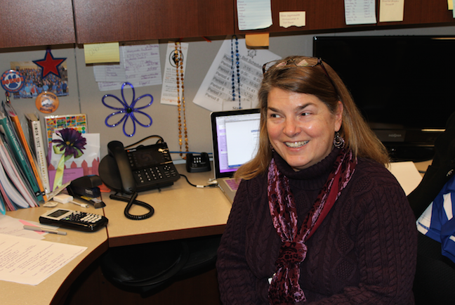 Stacy Felps is the instructional coordinator for Clayton High School. Here, she sits in her office (Photo by Gwyneth Henke).