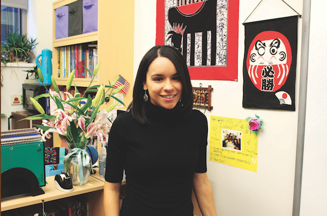 Stephanie Roberson stands in her office at Wydown Middle School. Roberson is the English Language Learners teacher (photo by Marina Henke). 