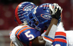 Torrey Tate celebrates with Cameron Hicks after Tate scored the game-winning touchdown (All photos by Karen Elshout).