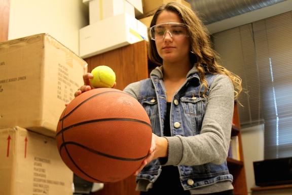 Freshman Physics Student Participates in Force Lab