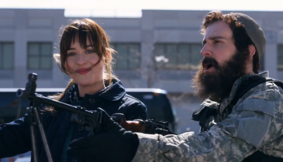 The daughter in the car commercial, played by From left to Right: Dakota Johnson, and an "ISIS member" (Photo by deadline.com)