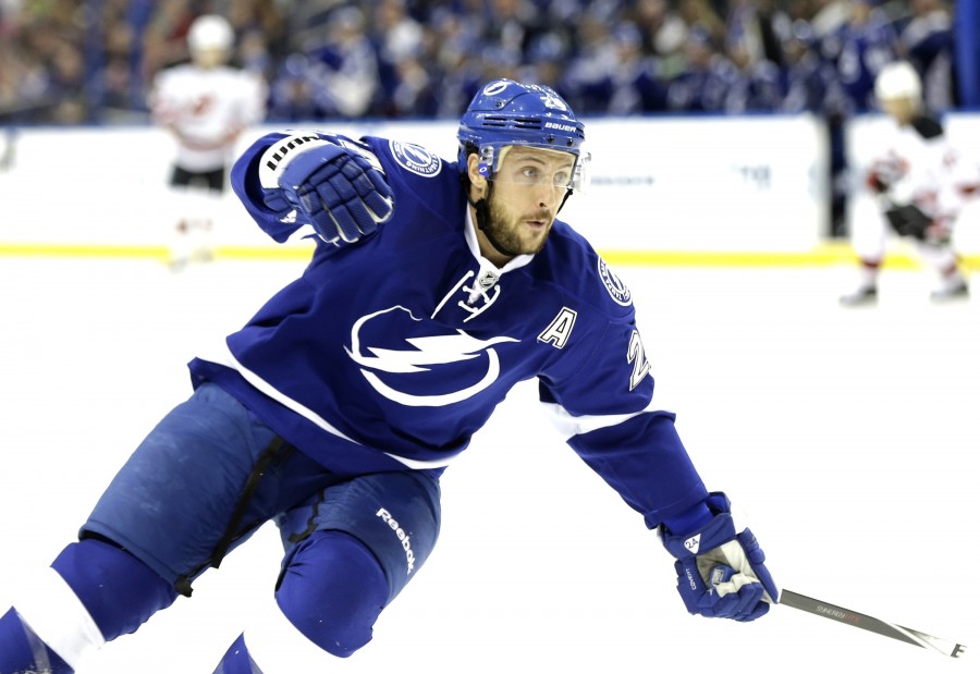 Tampa Bay Lightning Alternate Captain Ryan Callahan skates on the ice at Amalie Arena in Tampa, Florida.