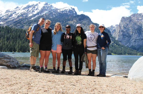 The CHS group standing in front of Grand Teton National Park where they conducted their research (photo from Ellie Troupis).