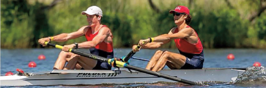 Will Lerwick (left) races at the 2016 US Rowing Youth National Championships