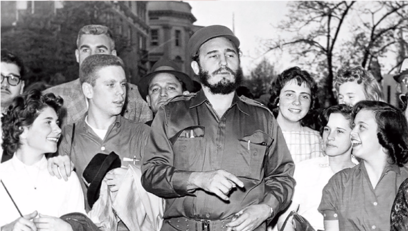 Castro (center) and CHS juniors in 1959 in Washington DC. From 1959 CLAMO yearbook. 