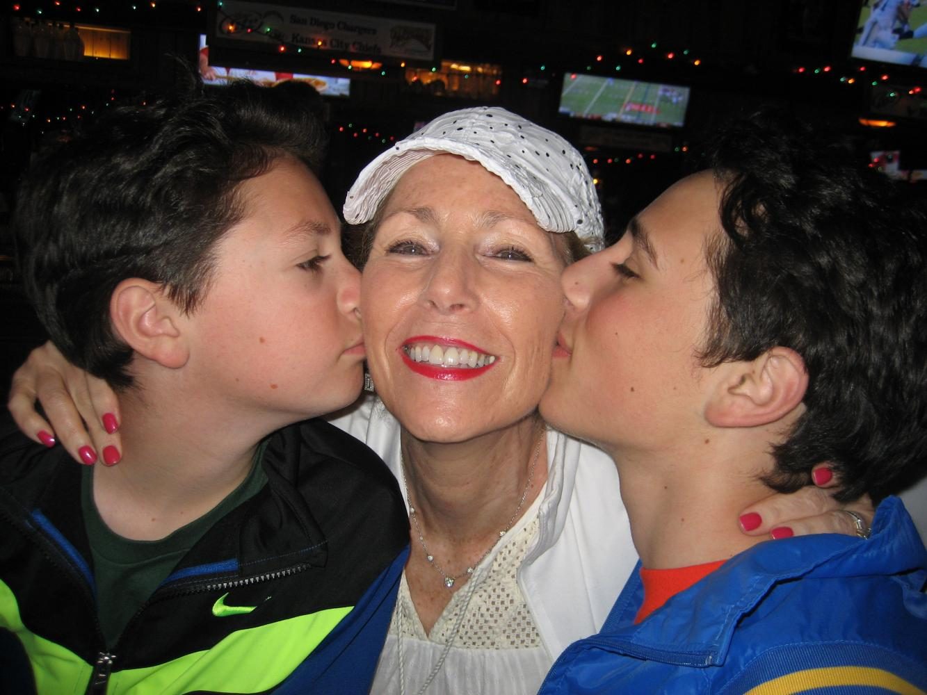 Photo of Sheila Cohen (middle) with Kevin and Ryan Rosenthal.