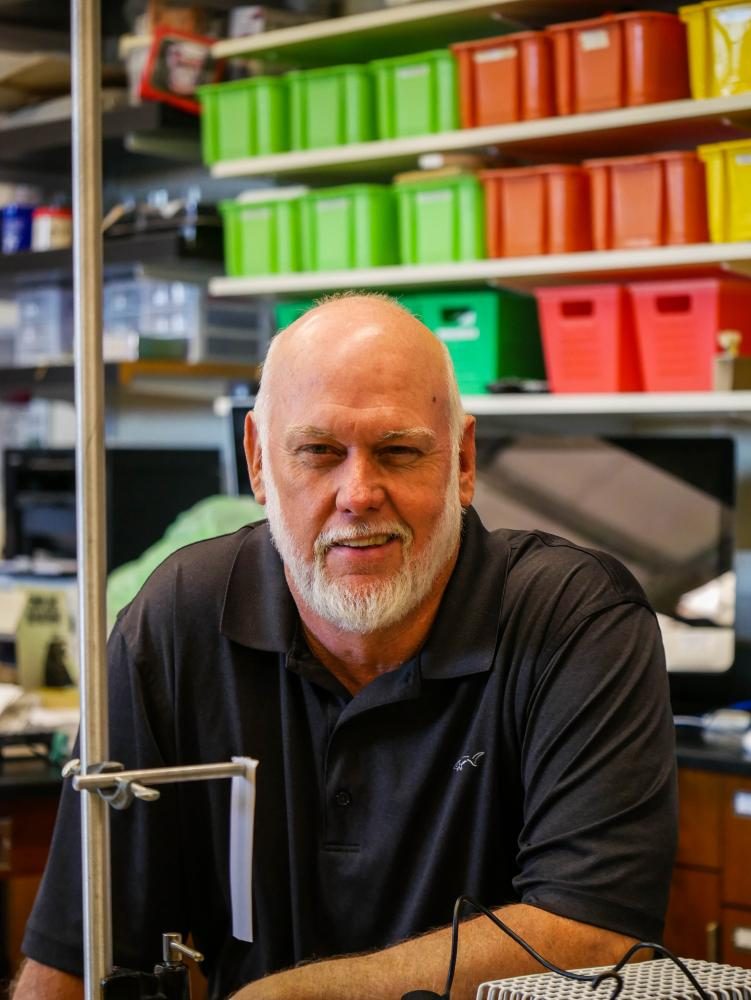 Rex Rice in his physics classroom.