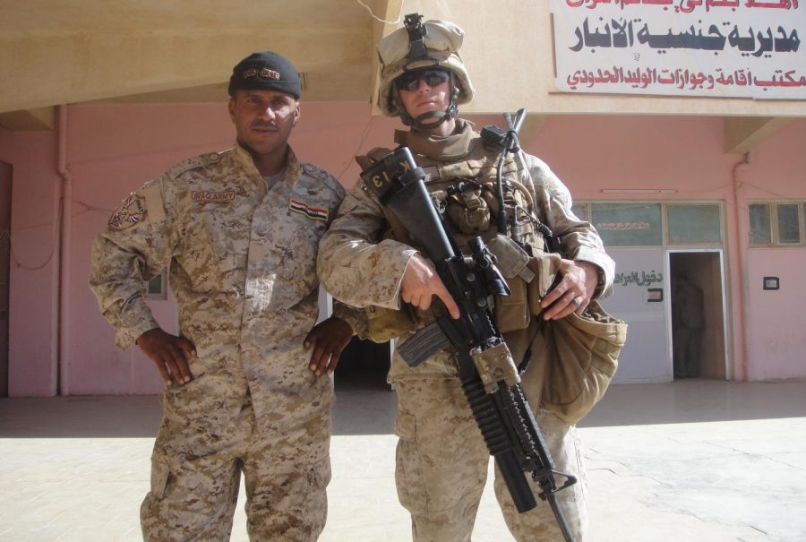 Photo of Garvey(right) in Iraq. Photo from Garvey.