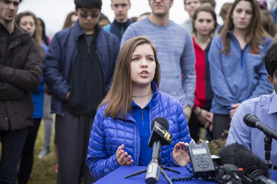 CHS Student Anna Dinsmore (12) shares her thoughts on the gun control issue.  Photo by Michael Melinger.