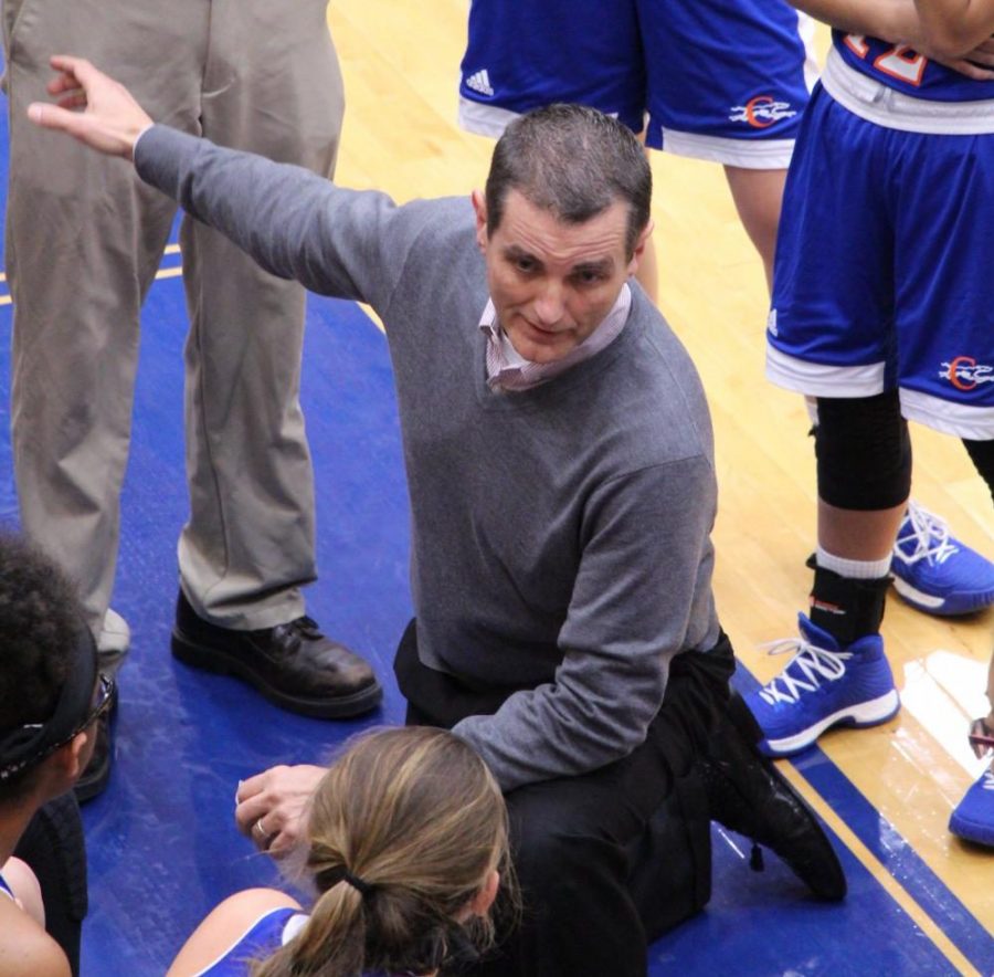 CHS girls’ basketball coach Michael Knight during a timeout.