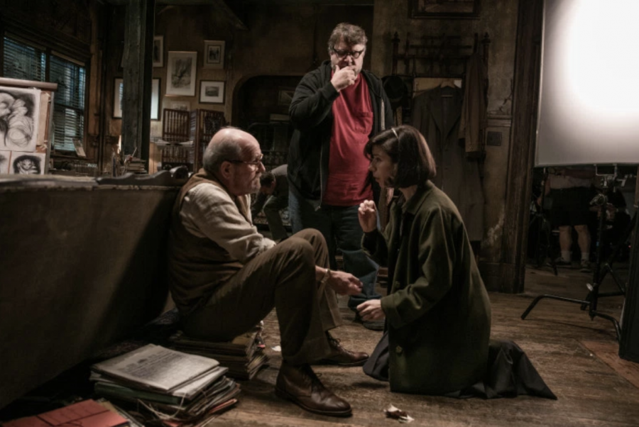 Richard Jenkins, director Guillermo del Toro and Sally Hawkins on the set of “The Shape of Water.” (Kerry Hayes/Twentieth Century Fox) 