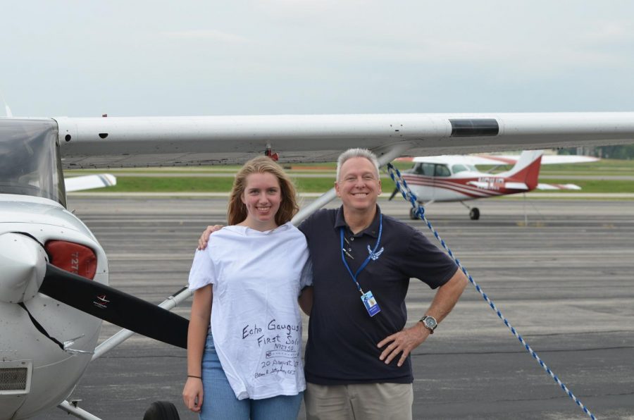Photo of Echo Gaugush alongside her flight instructor Bruno Stopka 
