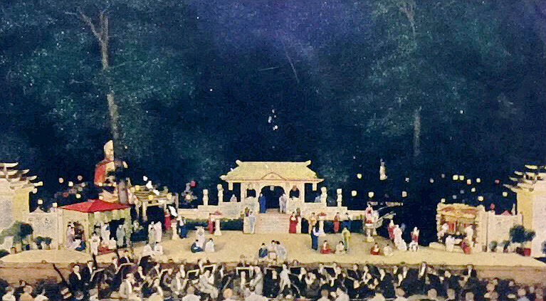 This postcard depicts a 1923 performance at the Muny outdoor theater. Image from Wikimedia Commons.