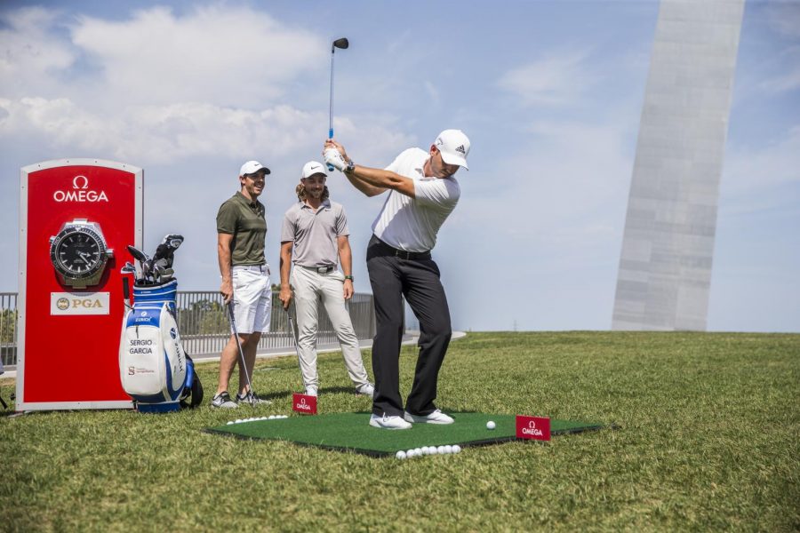 St. Louis is hosting the 100th annual PGA Championship this week, and professional golfers celebrating the opening Monday afternoon with a small competition at the new arch grounds.