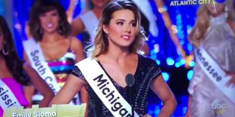 Emily Sioma speaks about Flint water crisis during the Miss America Pageant. 