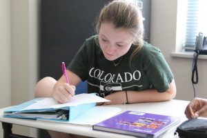 A CHS student does a worksheet in health class.