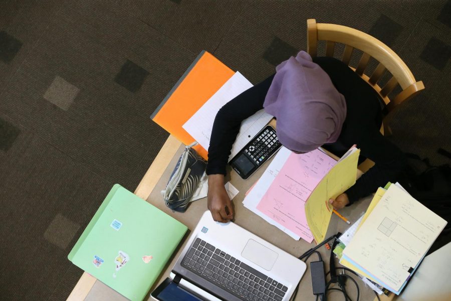 Students study for final exams at Hinsdale Public Library on Saturday, May 27, 2017. Just like at Clayton High School, freshmen across the country struggle with stress around preparing for finals.