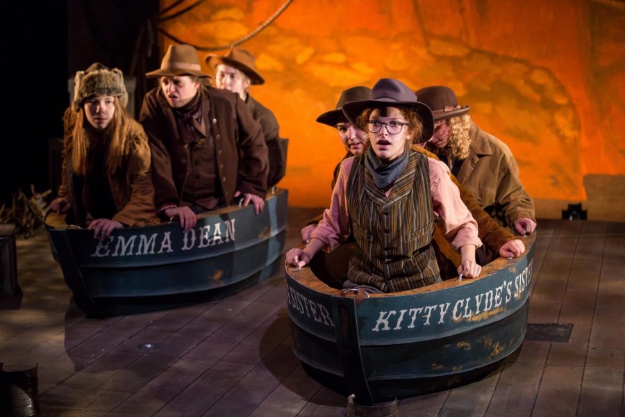 An all-female cast of CHS students performs in Men on Boats, the high schools fall play.
