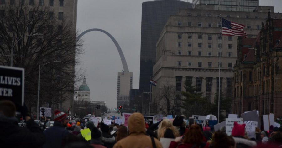 St. Louisans participate in the third annual Women's March in downtown St. Louis on Saturday, Jan. 19, 2019.