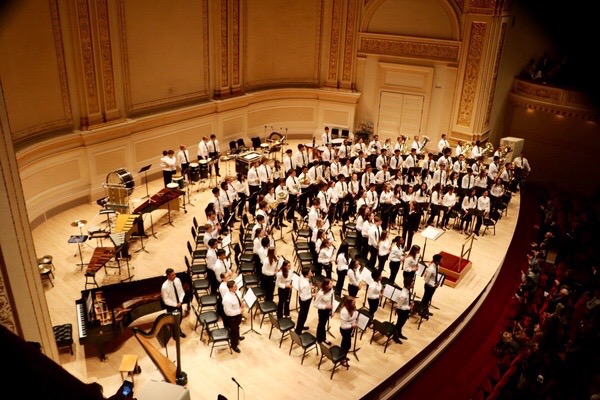 Students performing at Carnegie Hall as part of the Honors Performance Series.
