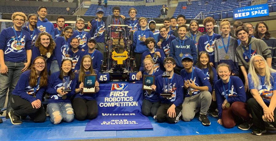 The 2019 CHS Robohounds pose for a photo after their victory in St. Louis.