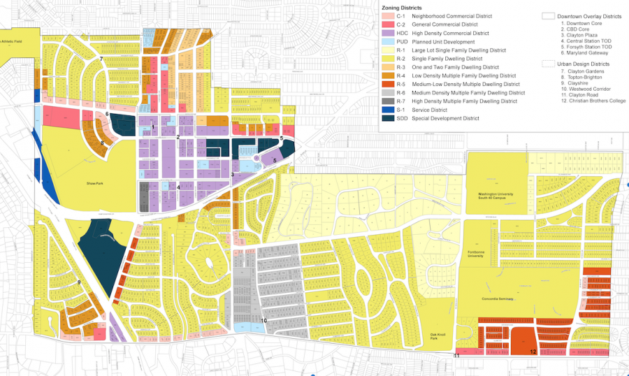 Zoning maps of Clayton highlights trends that reflect a history of housing and zoning concerns.