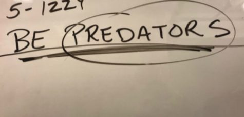 The whiteboard in the girls' locker room