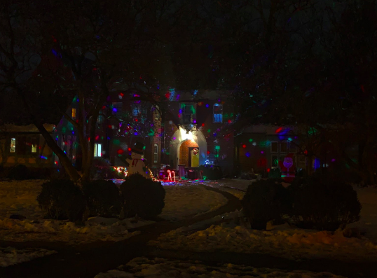 Amazing colorful projects lights on a house on Wydown Blvd. 