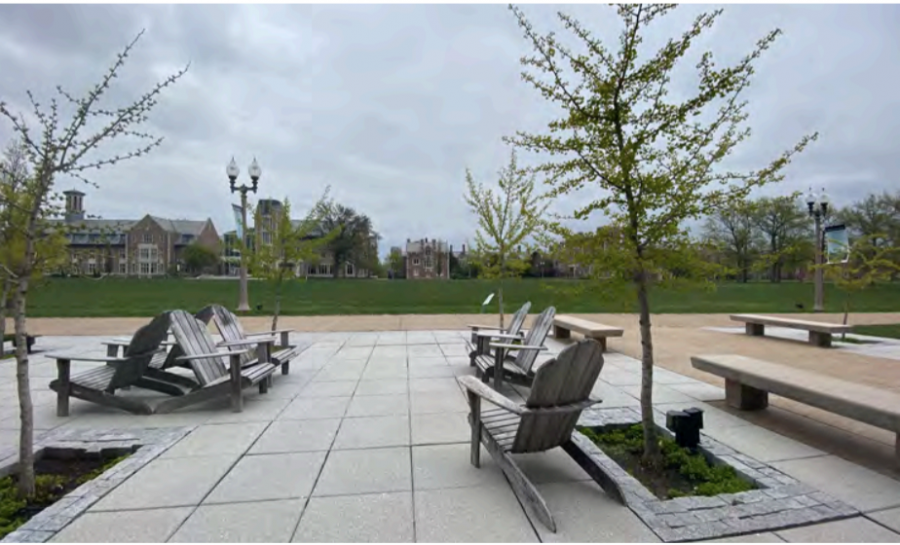 An empty Washington University campus as a result of COVID-19 forcing students to return home