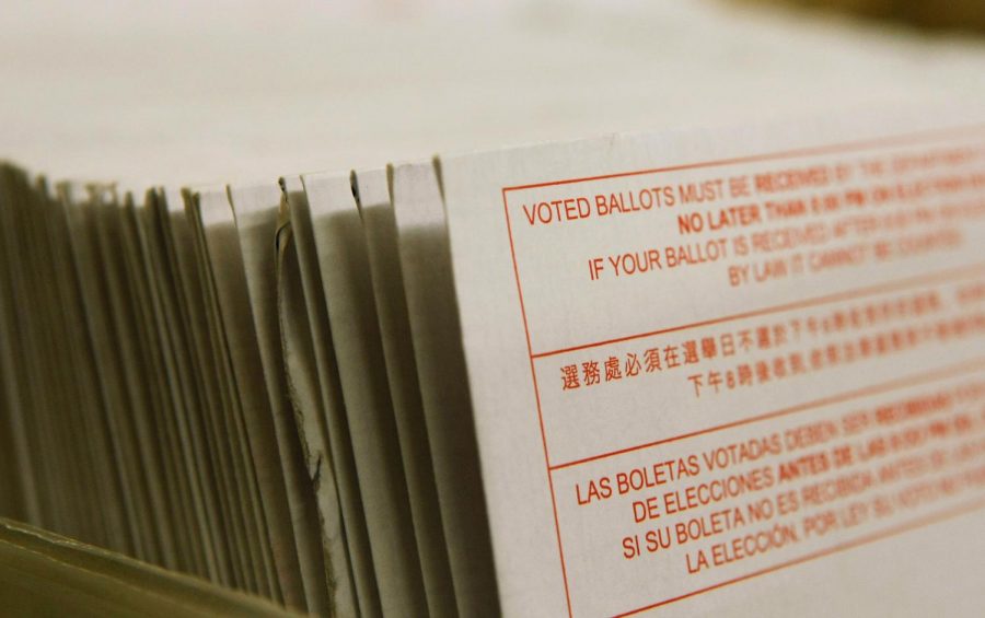 Vote-by-mail ballots at the San Francisco Department of Elections in 2008. COVID-19 has made absentee voting a pressing issue this year.