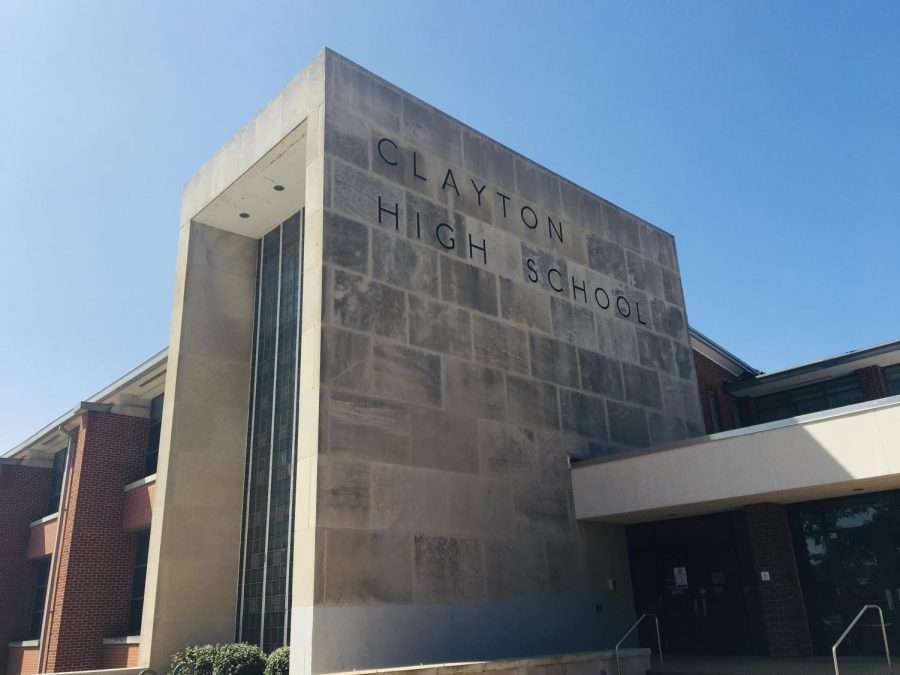 This was a photo of Clayton High School taken by CHS sophomore, Kirby Miller, on Saturday, September 19, 2020 at 12:39 P.M. Claytonn High School is amongst the top 20 best school districts across the United States. 