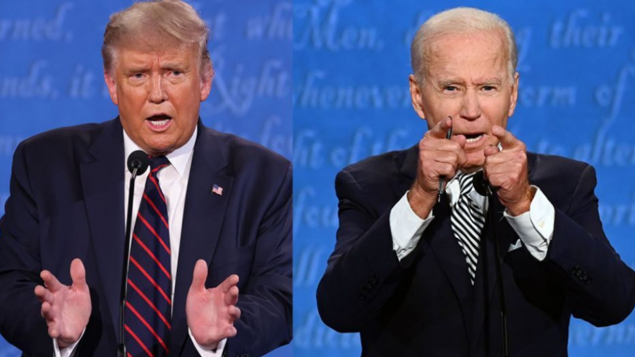 Joe Biden and Donald Trump during presidential debate #1 fighting about their visions for the future. 