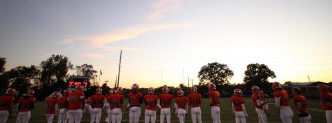 The CHS football team lines up prior to a game against Parkway North on October 18, 2019. 