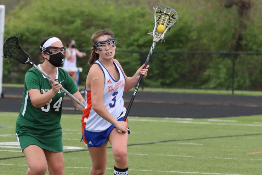 Sarah Centeno carries the ball down the field in a game against Pattonville